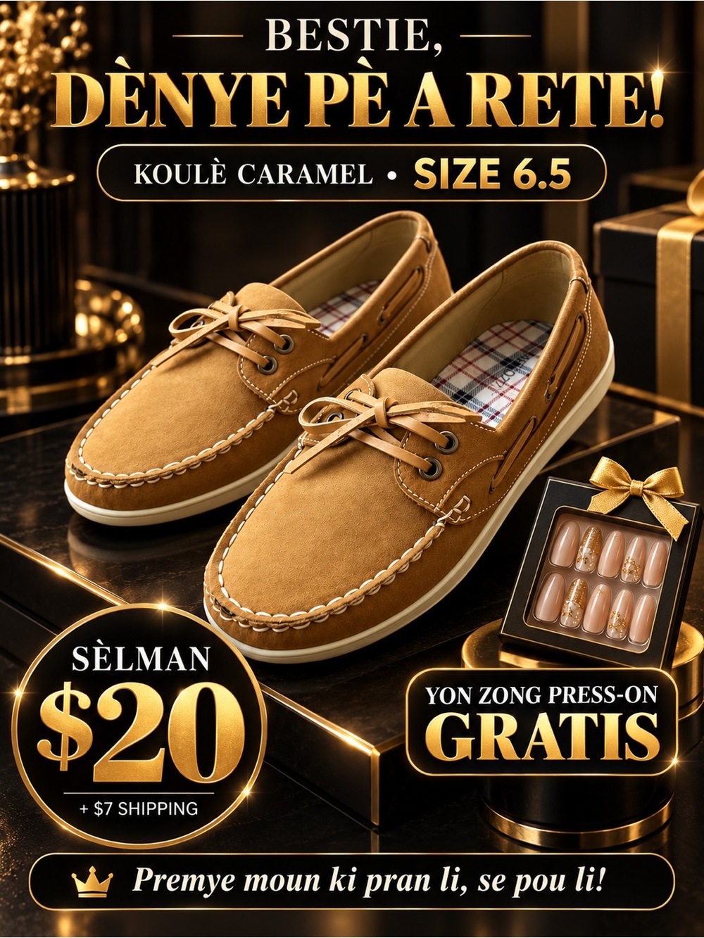 Women Navy Blue Casual Boat Shoes with Tan Accents